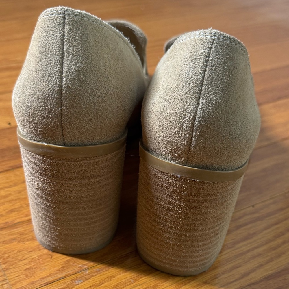 JOIE Wevenly Tan Suede Leather Chunky Block Heels 9 - Picture 3 of 9